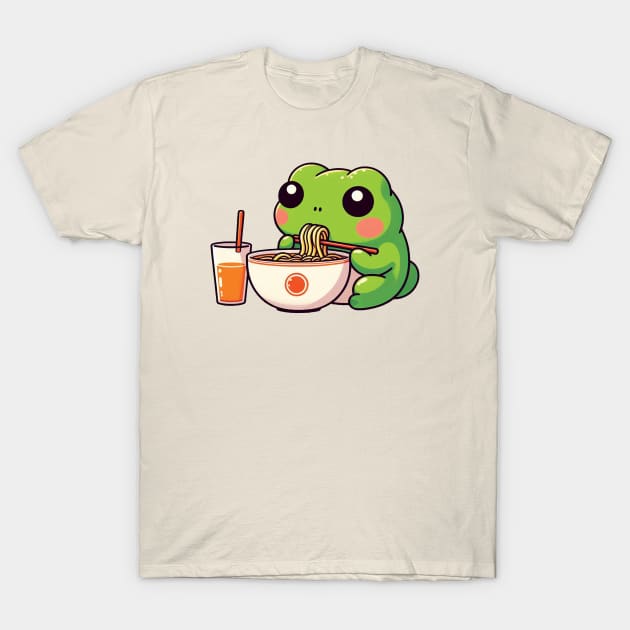 Cute Frog Eating Ramen T-Shirt by blue-koala